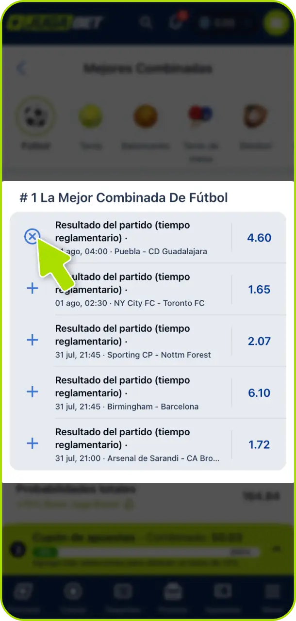 Agregá una selección al cupón de apuestas eligiendo el mercado que prefieras en Jugabet Argentina.
