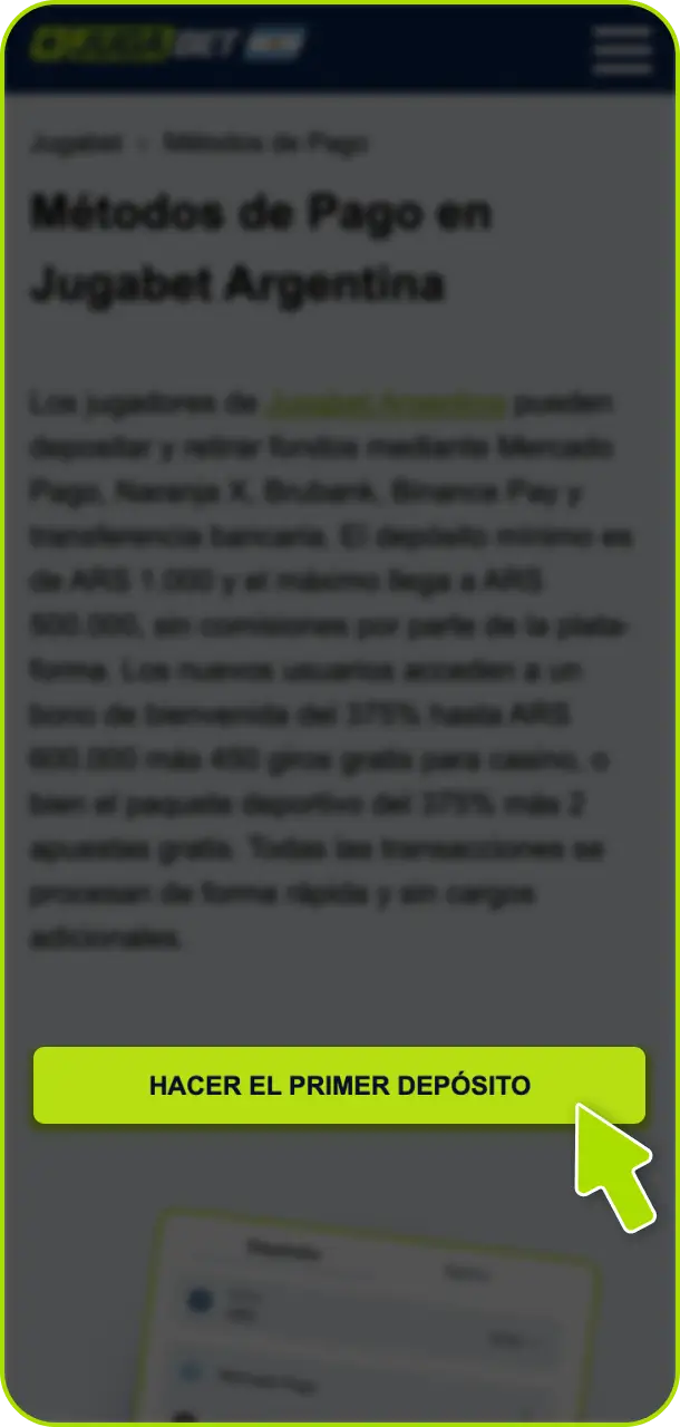 Registrá tu cuenta de forma rápida y sencilla en Jugabet Argentina.