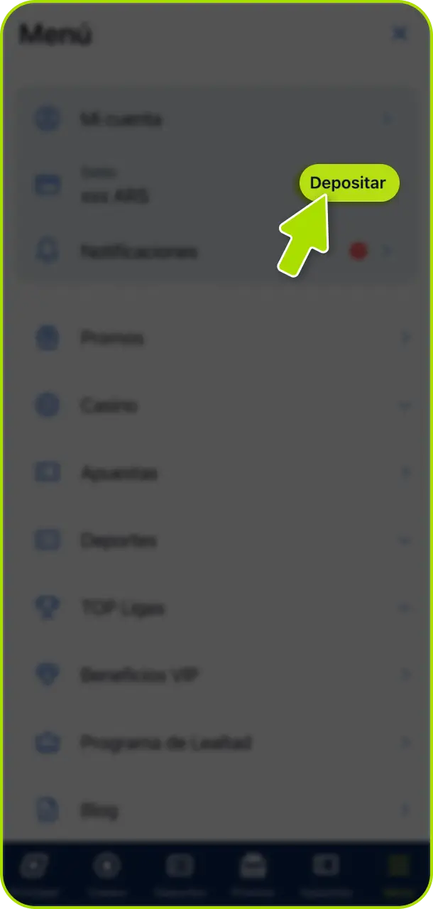 Accedé a la sección de caja desde tu perfil de usuario en Jugabet Argentina.