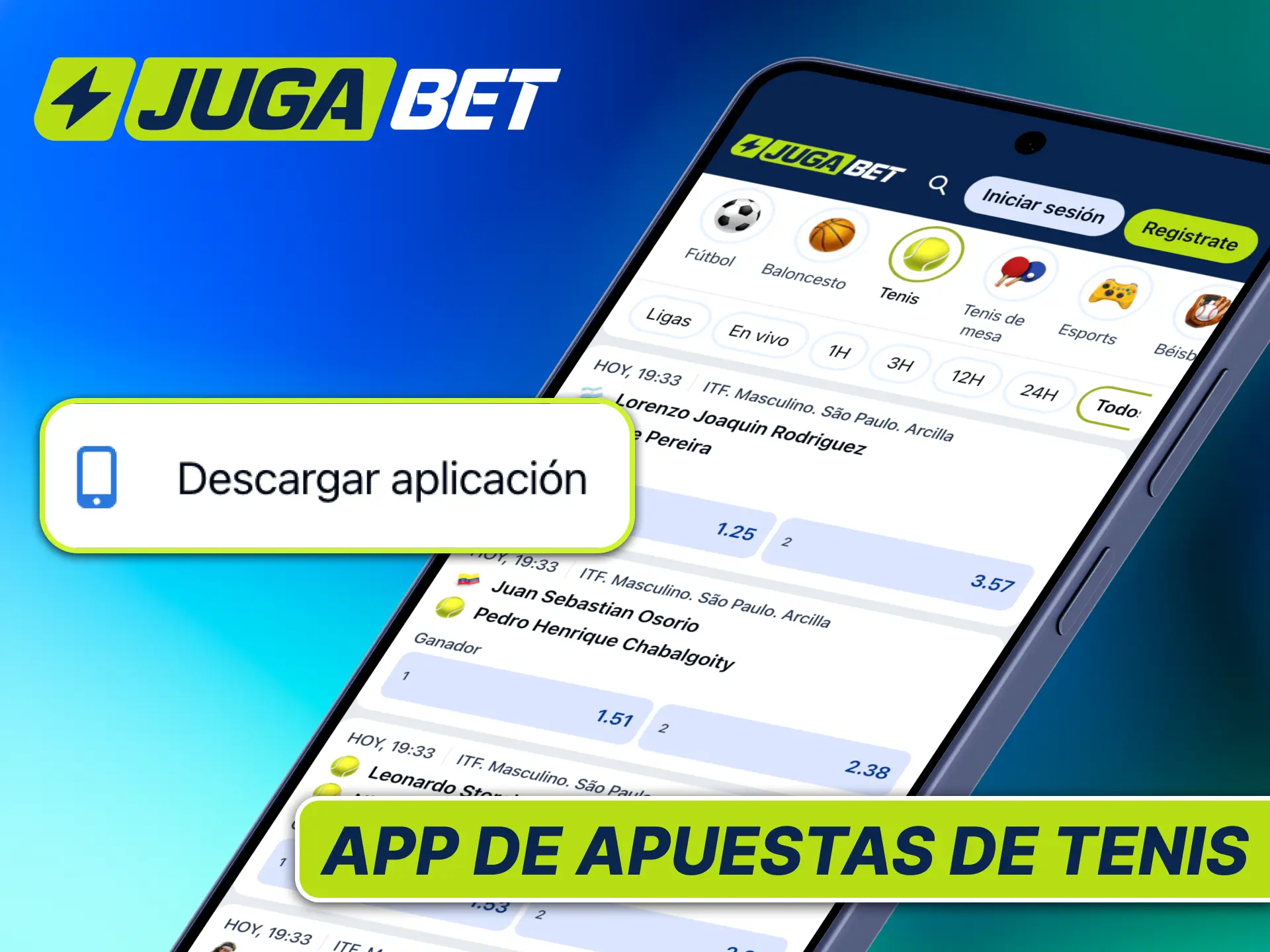Descarga la app de Jugabet Argentina para apuestas de tenis y pronostica los partidos en vivo.